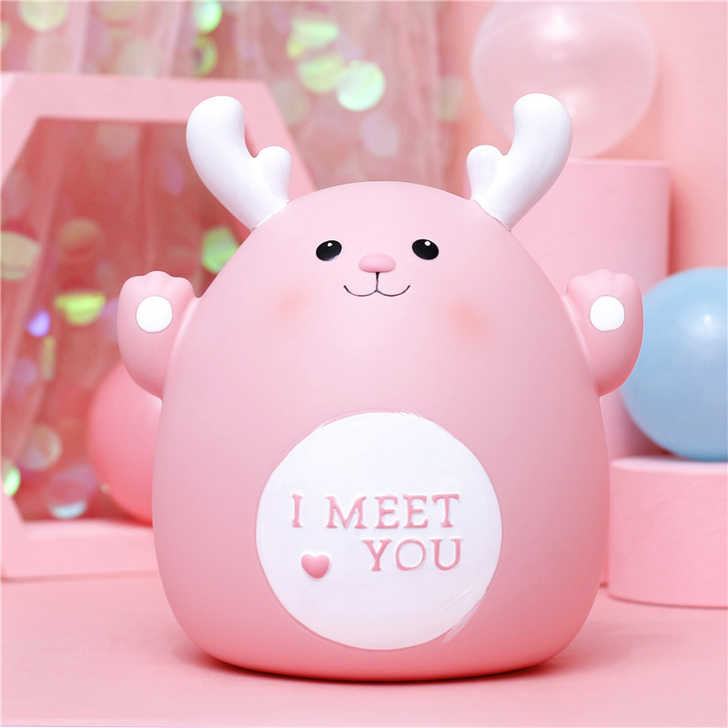 Girl's heart large-capacity net red cute deer enamel anti-fall piggy bank to send girls and children gifts