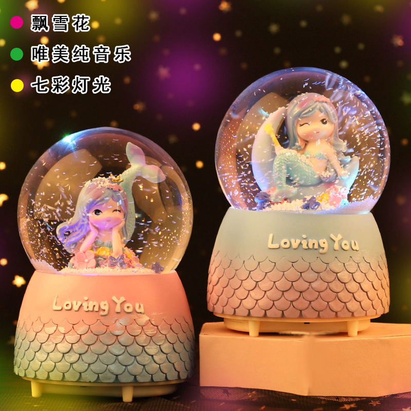 Romantic cute girl heart mermaid music box to send girl students cute birthday Valentine's day creative gift