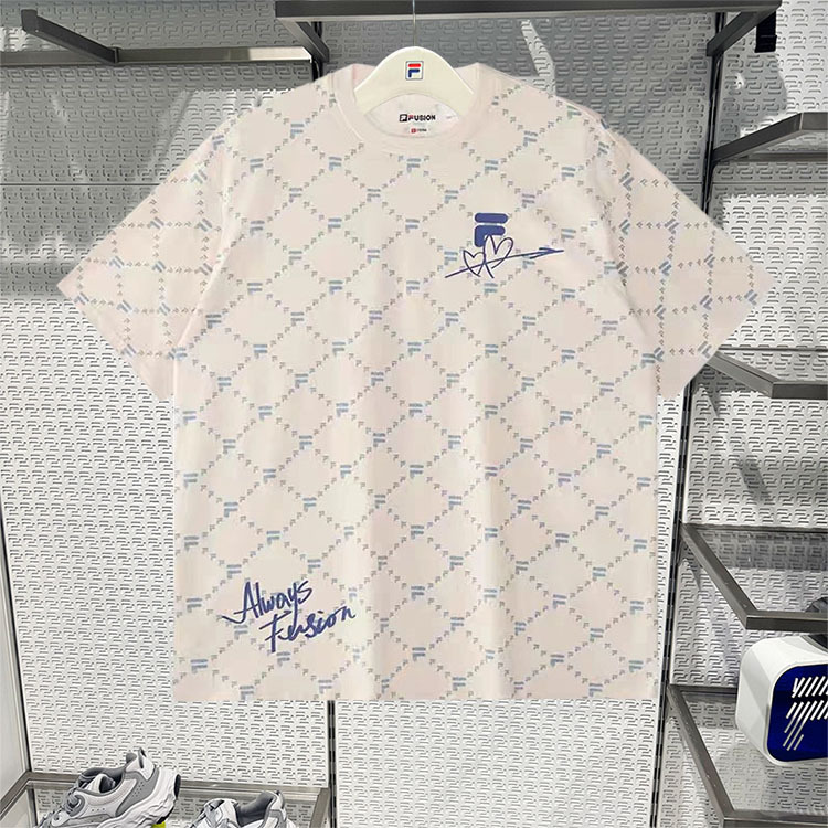 Fila Fusion Trendy Brand 2025 New Couple Style Sports Short-Sleeved Shirt for Men and Women Pure Cotton Loose T-Shirt