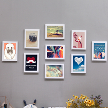 Jiu Gong grid creative combination Living room hanging photo wall hanging wall Bedroom photo wall 9 7-inch decorative picture frames