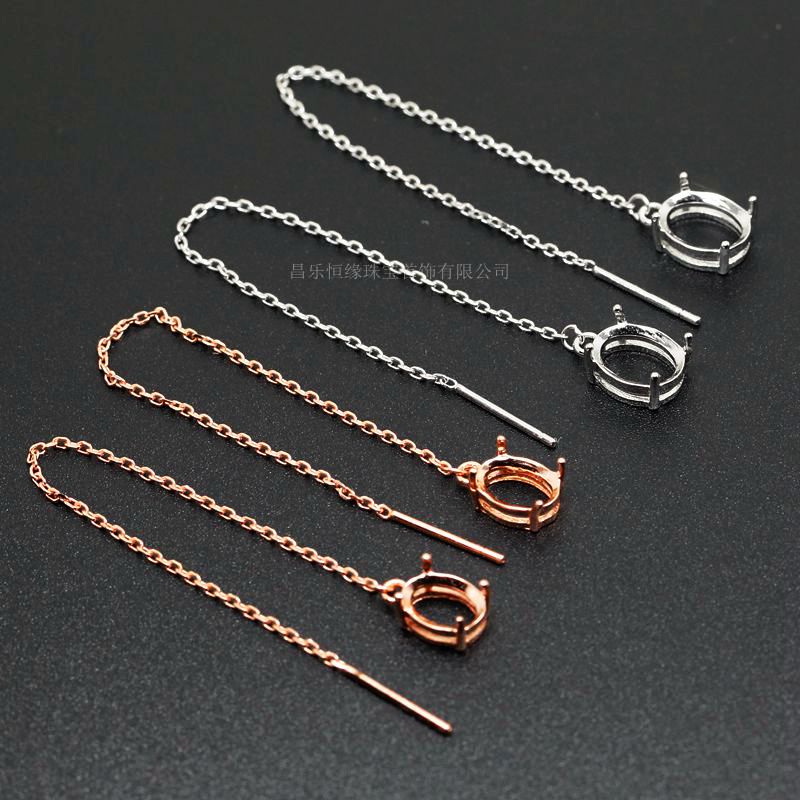 S925 silver gold-plated earrings with empty brackets and ear wire earrings 3*5-4*6-5*7-6*8-7*9mm silver bracket ear wires