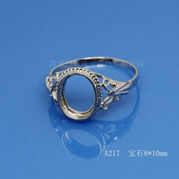 Bezel set ແຫວນຜູ້ຍິງ 925 ເງິນ plated platinum 8*10mm ring holder cy-A217