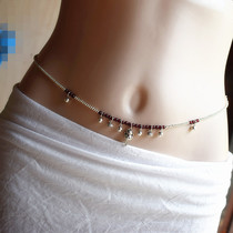 Remove dampness and nourish qi and blood) foot silver waist chain female sexy garnet sterling silver belt red waist rope bare body chain