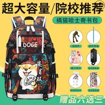 Hashotsch Orange Cat Elementary School KidsBoys School Bags Start High CUHK Capacity Double Shoulder Backpack Cartoon Cartoon Cartoon New 2021