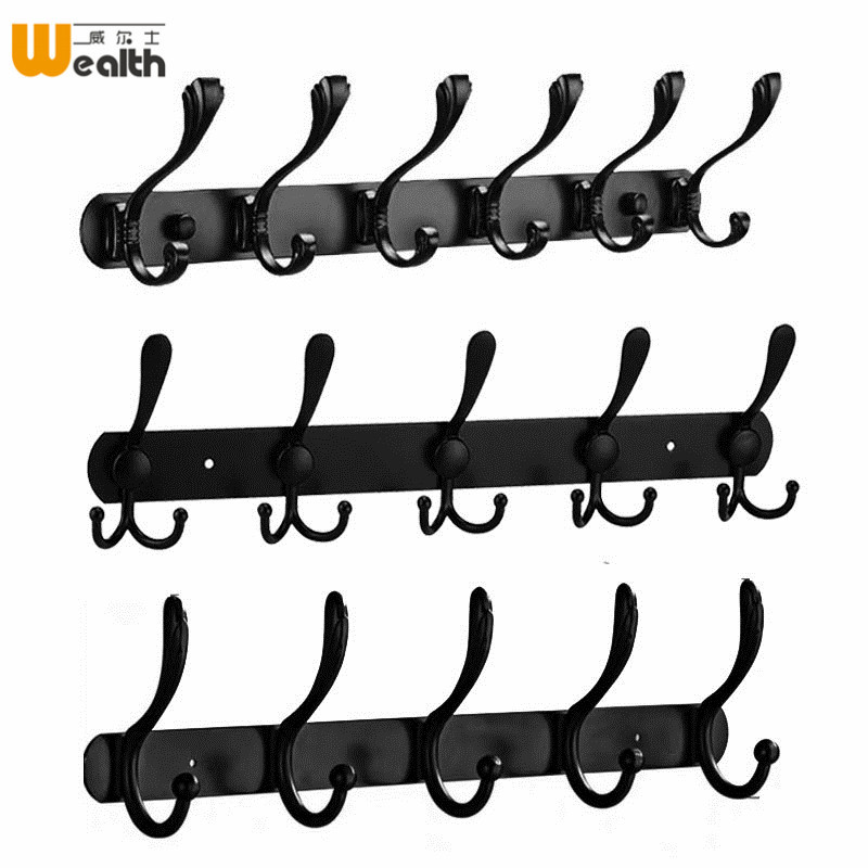 Nordic Black Wall-Mounted Coat Hooks, No-Drill Wall Hooks, Entryway Clothes Hooks, Coat and Hat Hooks, Wardrobe Rack Hooks