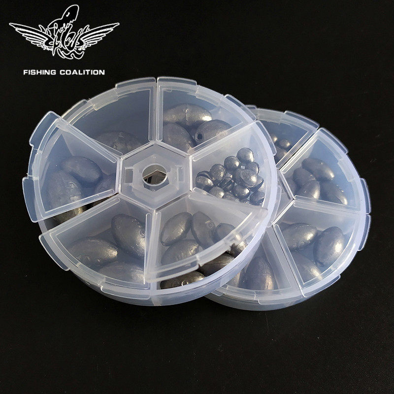 Sea fishing lead pendant set Olive-shaped middle-pass lead clip lead 5g10g15g20g 5b clip lead boxed rock fishing lead pendant