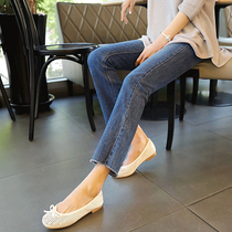 Pregnant women jeans spring and autumn fashion tide mother wear nine-point pregnant pants autumn Joker slim straight pregnant womens pants