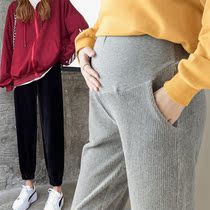 Pregnant women pants autumn wear loose casual pants Spring and Autumn Tide mother fashion corduroy underbelly toe nine-point leggings