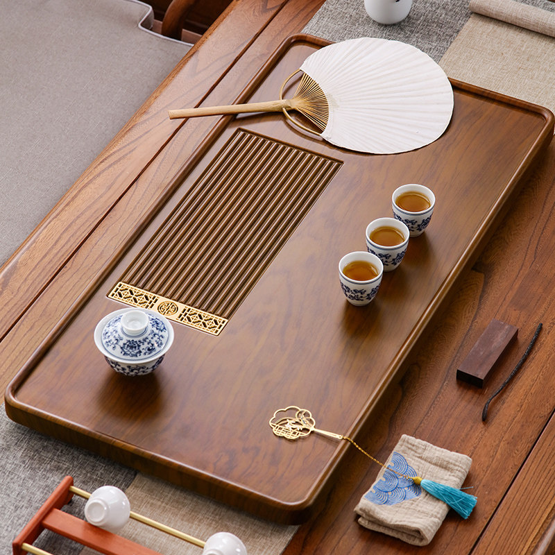Tea Tray Home Living Room New Chinese Drainage Kongfu Tea Furniture Suit Light Lavish Tea Sea Rectangle Small Solid Wood Tea Table-Taobao
