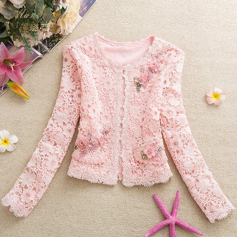 Jane Eyre Pink Mary 2026 Spring and Autumn New Style Chanel-Inspired Short Jacket Slim Thin Lace Long Sleeve Cardigan Cheongsam