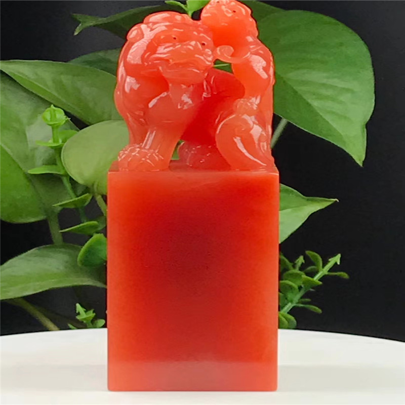 Lao stone crystal watermelon red mother and son deep seal Suzhang Lao Tian Huangshi Dragon and Phoenix Zhang Yuan Shi Chicken blood