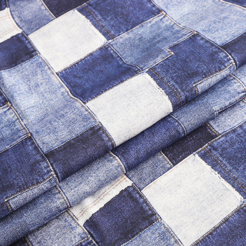 High-End Vintage Denim Pocket Patchwork Pattern Printed Pure Cotton Fabric European and American Handmade DIY Clothing Design Fabric High-End Vintage Denim Pocket Patchwork Pattern Printed Pure Cotton Fabric European and American Handmade DIY Clothing Design Fabric