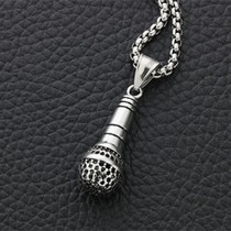 Hip-hop bar says singing watch performance hip-hop DJ playing disc microphone microphone pendant for men and women necklace sweater chain