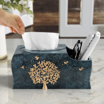 Multifunctional desktop tissue box creative home cute napkin box drawing carton roll box remote control storage box