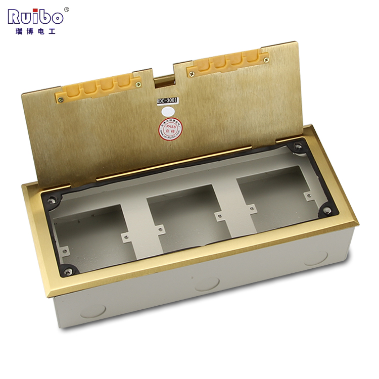 Ruibo all-copper ground socket panel open-type built-in 3-bit 86 panel with outlet hole ground socket empty body