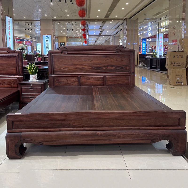 Ebony Wood Bed, All Solid Wood, Neoclassical High-End Chinese Style, with Storage Drawers, Chinese Bed with Tiger Legs, Thickened, Factory Direct Sale