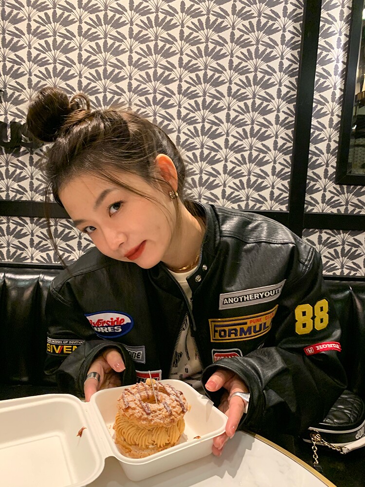 百元级黑色机车皮衣小个子穿出大牌感