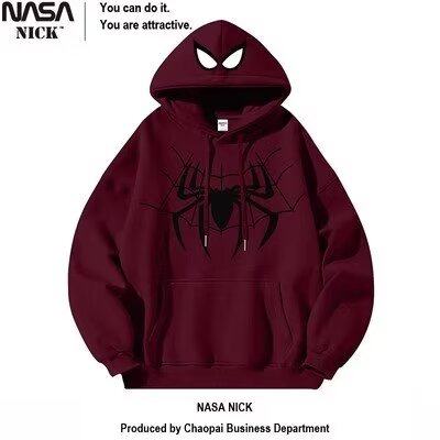 ເສື້ອຢືດແຟຊັ່ນ Velvet American retro hiphop Spider-Man ສຳລັບເດັກຊາຍ ແລະ ເດັກຍິງ ໃນລະດູໃບໄມ້ຫຼົ່ນ ແລະ ລະດູໜາວ, ເສື້ອຢືດຄູ່ຮັກແຟຊັ່ນ.