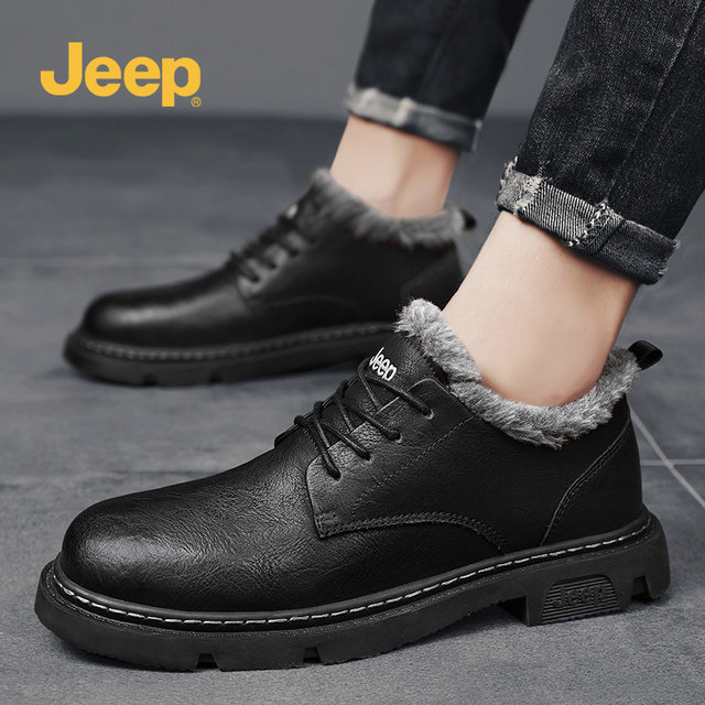 ເກີບຜູ້ຊາຍ Jeep Jeep ດູໃບໄມ້ລົ່ນແລະລະດູຫນາວບວກກັບ velvet ອົບອຸ່ນຢ່າງເປັນທາງການ soft-soled ຜູ້ຊາຍເກີບຫນັງບາດເຈັບແລະ C214M10109