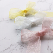 2 5cm solid color fine glitter pearl gauze belt diy hair clip ribbon light hair accessories material handmade bow ribbon