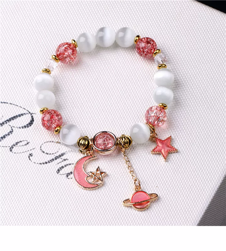 Cô gái Hàn Quốc loạt sao tươi mặt trăng pha lê vòng tay nữ vòng đeo tay đơn giản Nhật Bản và Hàn Quốc trang sức tay hoang dã - Vòng đeo tay Cuff vòng tay nam