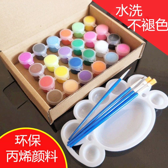 Eco-friendly acrylic paint brush Waterproof paint set 12 colors 24 colors kindergarten diy stone painting nail art