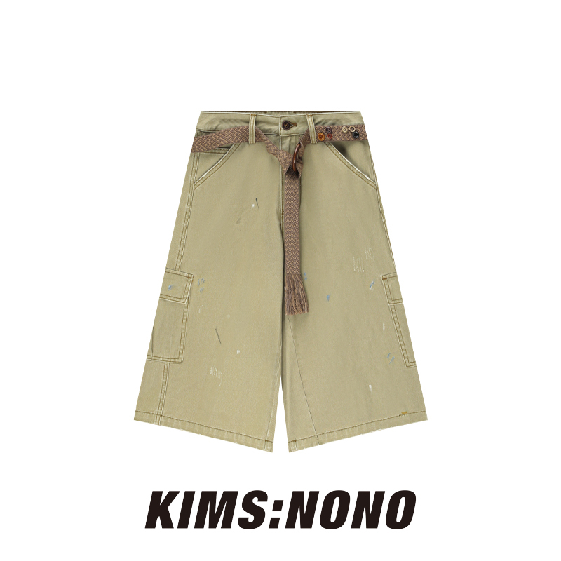 Rcdk034385 Fashionable Washed Retro Workwear Cropped Pants for Women, Summer 2026, High-Waisted Versatile Loose Straight-Leg Pants