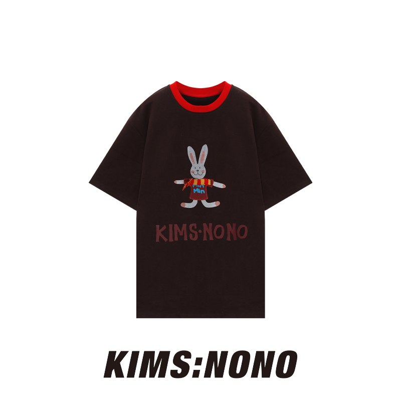 Ratx124038 Fashionable Cartoon Rabbit Stereo Embroidery T-Shirt for Women 2026 Spring Short-Sleeved Loose Pullover Top