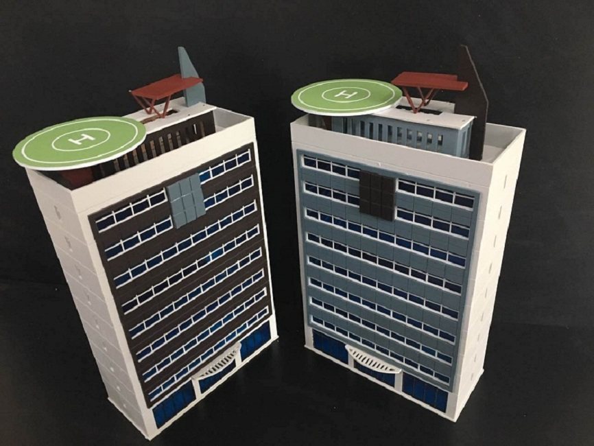 1144150 Cartoon Scene Police Department Building Train Scene Model Multifunctional Plastic Assembly Model