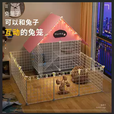 Rabbit cage home Villa luxury indoor pet fence extra large anti-spray urine clearance cage double rabbit nest