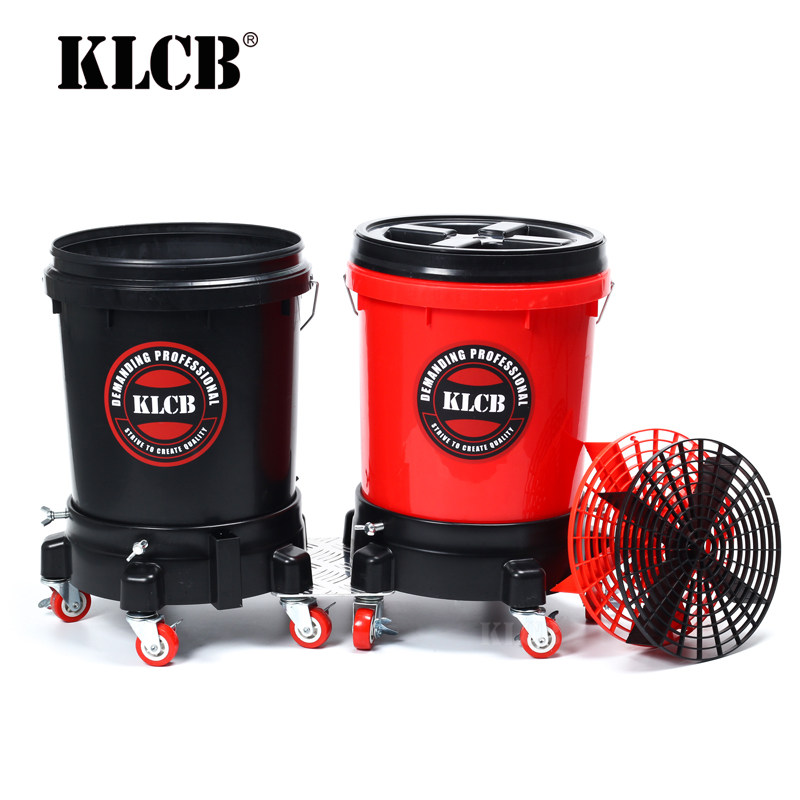 KLCB Caustic Pulley Style Car Wash Bucket Sandstone Isolates Net Two Buckets Water Professional Car Wash Bucket Reduces Damage