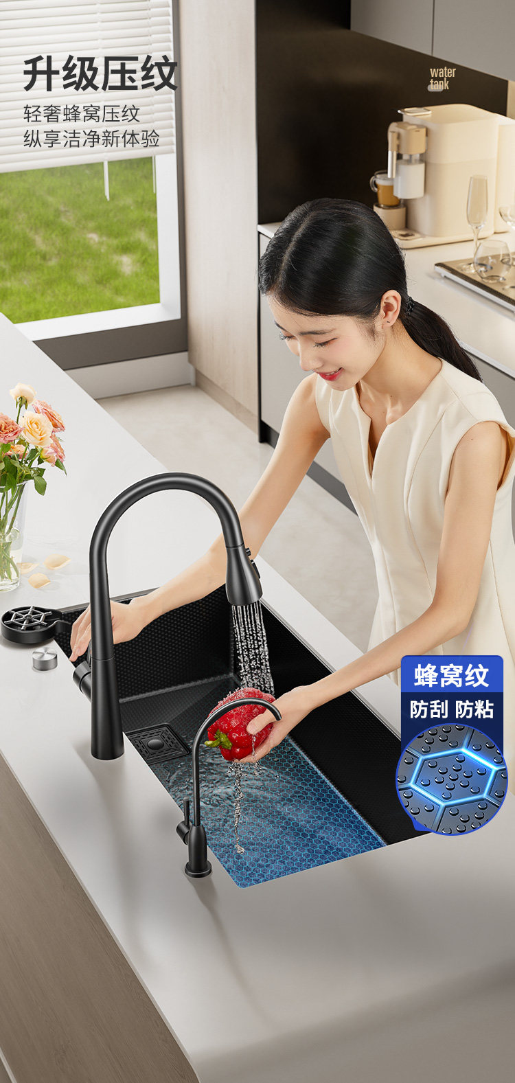 Мойка двойная 卡贝304不锈钢压纹水槽洗菜盆加厚大单水槽厨房菜盆洗碗槽池台下 Cobbe