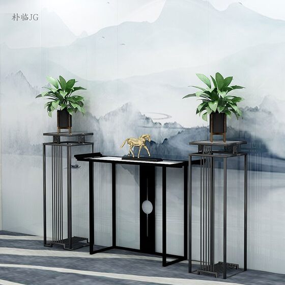 New Chinese porch table marble table light luxury hotel front desk simple porch table corridor aisle case