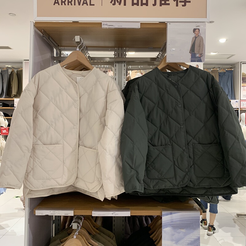 Fitting Room Japanese-Style Diamond-Shaped Round Neck Air Cotton Jacket Coat Cotton Jacket Top Women Y469864