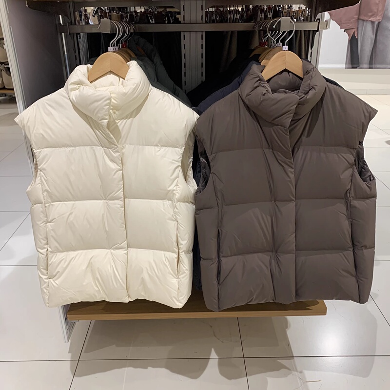 Fitting Room Japanese Style Casual Stand-Up Collar Warm down Vest Sleeveless Jacket Vest Top for Women 469900