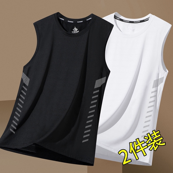 Summer fitness sleeveless ice silk vest men's quick-drying loose large size t-shirt running basketball training waistcoat trendy