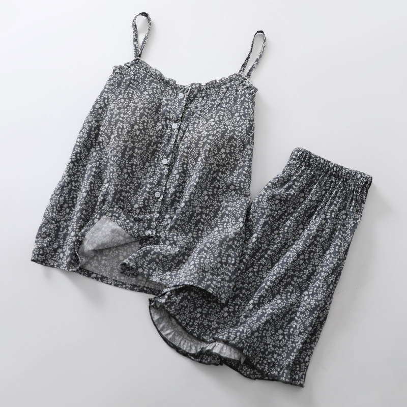 Lisa Pure Cotton Gauze Camisole Pajamas with Chest Pads for Women, 2026 New Style, Bra-Free, Summer Loungewear Set