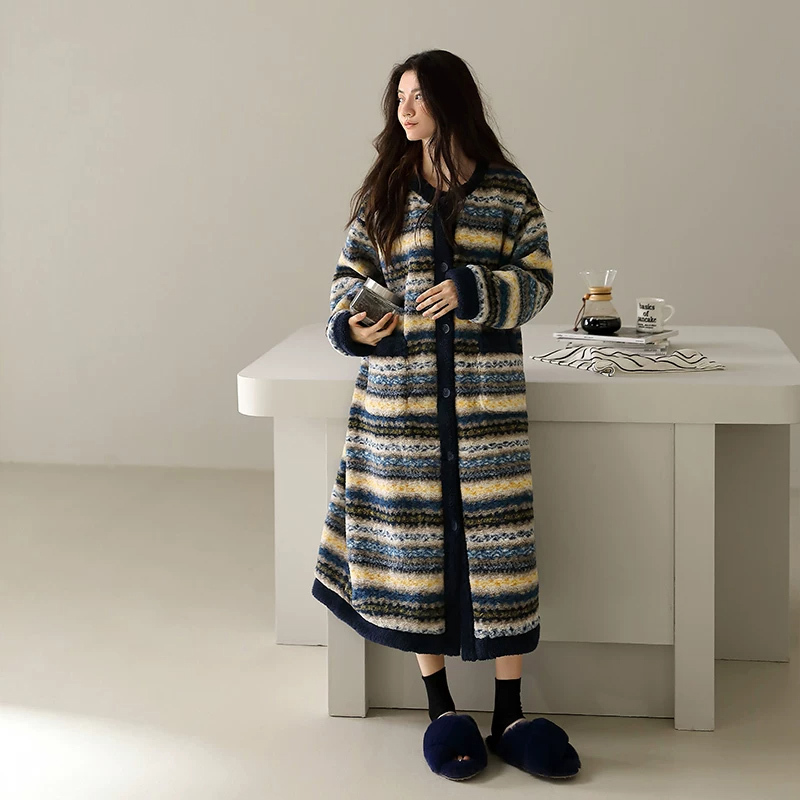 Lisa Fair Isle Nightgown for Women 2026 New Winter Flannel Fleece-Lined Thickened Warm Long Large Size Nightrobe Lisa Fair Isle Nightgown for Women 2026 New Winter Flannel Fleece-Lined Thickened Warm Long Large Size Nightrobe