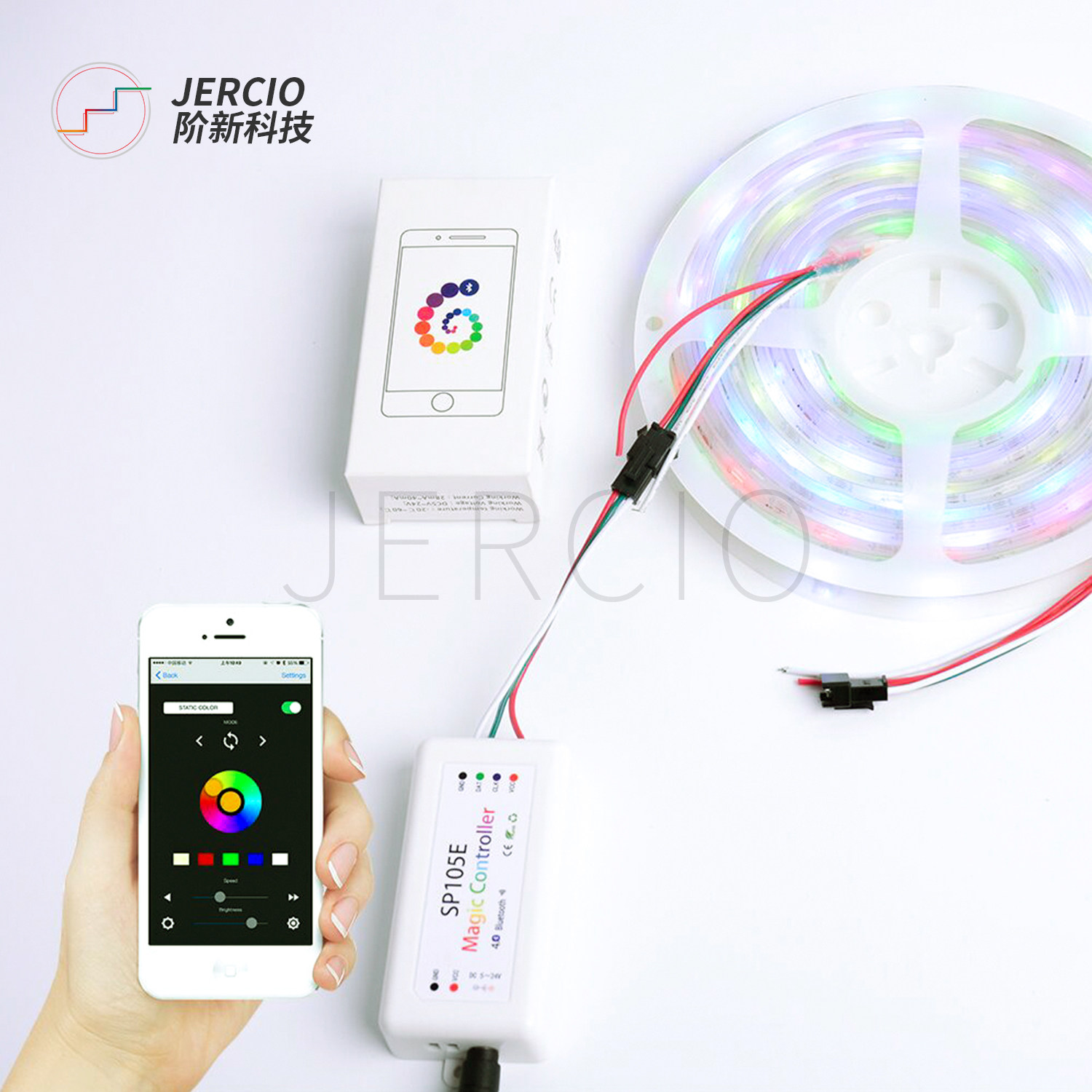 Mobile phone Bluetooth APP controller SP105E SM16703WS2811 full-rehearsal of magic color flowing water running horse LED remote control