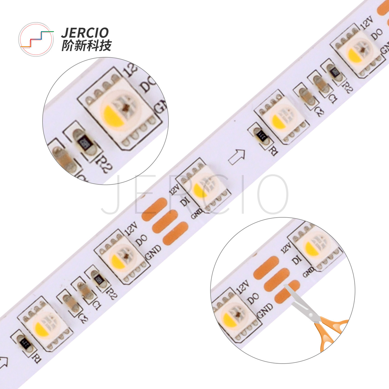 12V one drag two 60 lights sk6812RGBW-P8 magic lights with built-in IC full color lights strip running horse running water chase