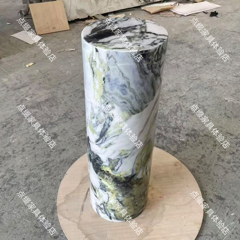 Marble Round Pedestal Ornament Base, Foyer Floor-Standing High and Low Display Stand, Flower Stand, High-End Decorative Pedestal