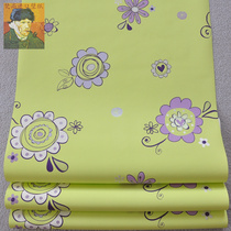 American Imported Pure Paper Wallpaper Girl Room Princess Room Fairytale Green Big Flower Bedroom Full Laid Special Price Clearance Wall Paper