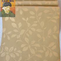 American Imported Pure Paper Wallpaper American Countryside Retro Deep Curry Leaves Living Room Bedroom Background Special Price Clearance Wall Paper