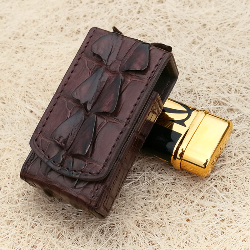 Lighter leather cover crocodile genuine leather individuality men's hand custom made of hanging lighter protective sleeves Sub-package ultra-thin universal
