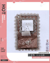 Double switch applique-cloth art gold ribbon pocket for holding mobile phone socket protective sleeve for home decoration double wall sticker dust cover