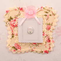 Field Garden Light Switch Socket applique Decorative Cloth Art Lace Living-room Dust Cover With Pocket bag Three open protective sleeves