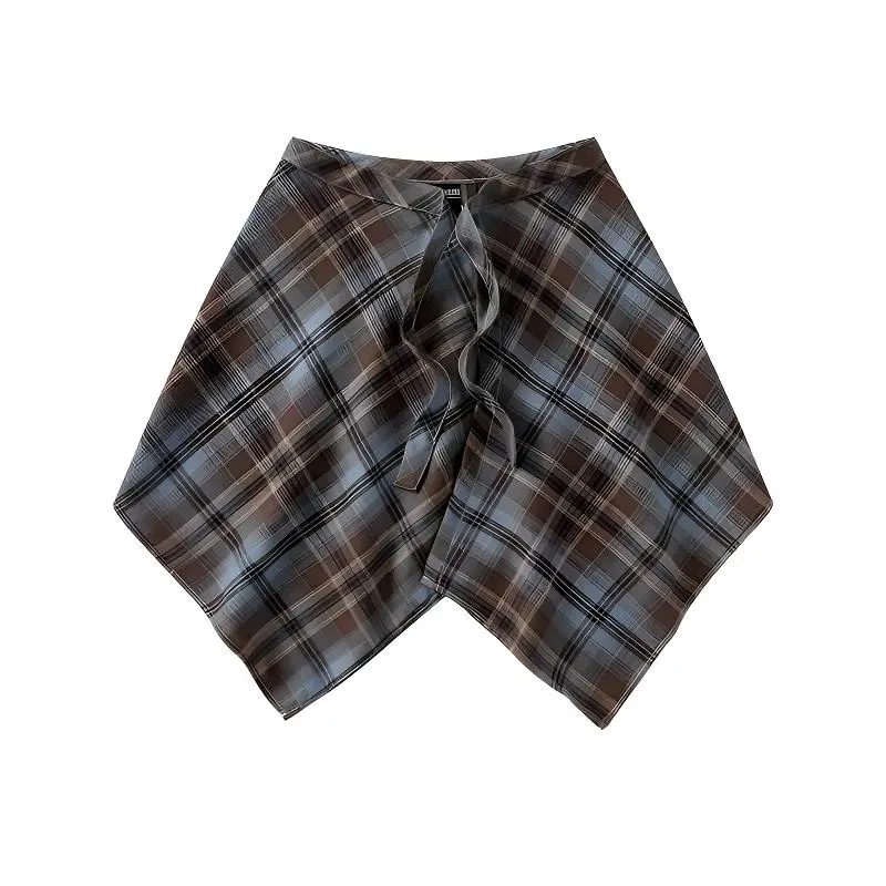 Plaid Butt-Covering Skirt for Women to Wear with Jeans, a Layering Essential, One-Piece Tie-Up Skirt with a Hem
