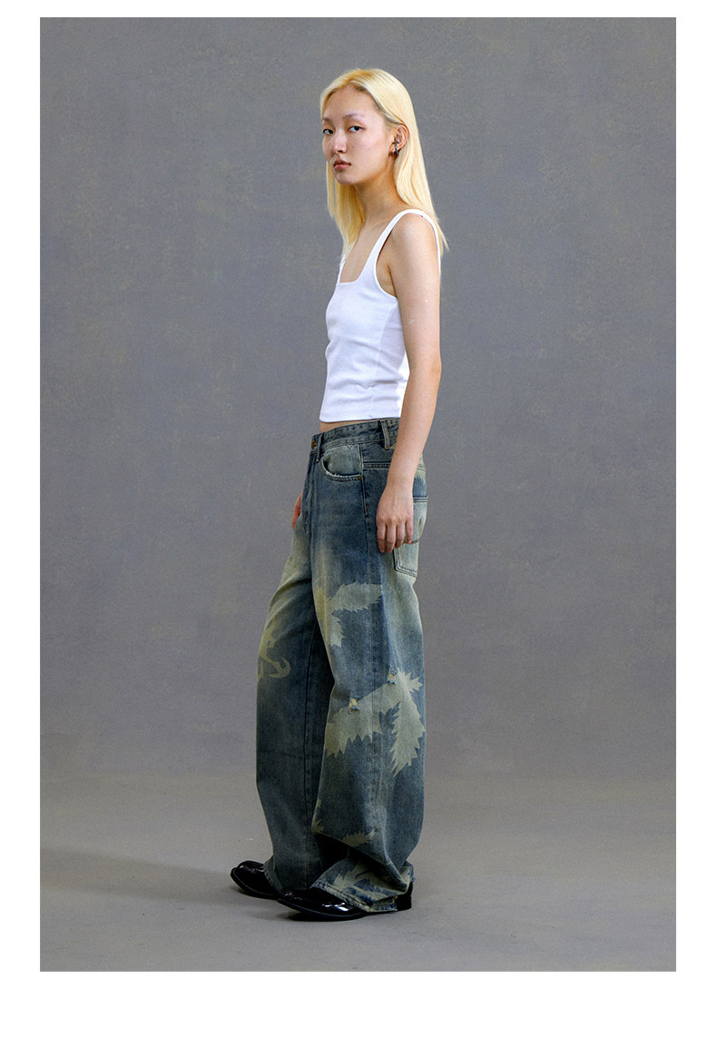 Qoo10] CONP 23SS Leaves On Jean 