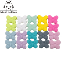Baby bite Tooth Stick Silicone Food Grade Drip Gum Butterfly Beads Infant Tooth adhesive tape hole Silicone Loose Bead