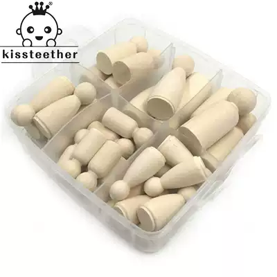 DIY Hemu rough small wooden man molars set baby care necklace nipple clip bracelet hand accessories